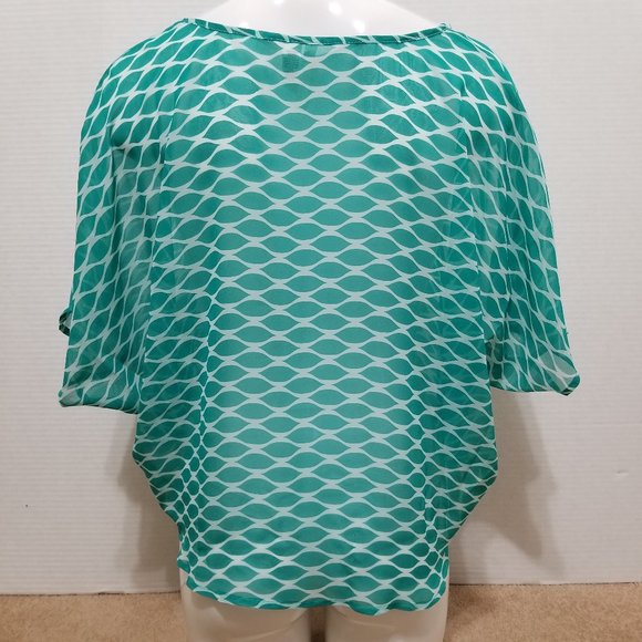 6 Degrees top Small sheer geometric print dolman boho hippie summer - Picture 3 of 8